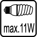 Maximálny príkon 11W žiarivka