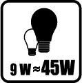 Náhrada klasickej žiarovky - 9W = 45W