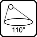 Uhol svietenia svietidla 110 stupňov