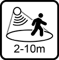 Dosah detekcie pohybu 2-6m